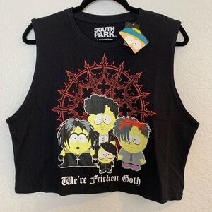 Hot Topic South Park Black Crop Muscle Tank Top Juniors XL Goth Kids NEW Comedy
